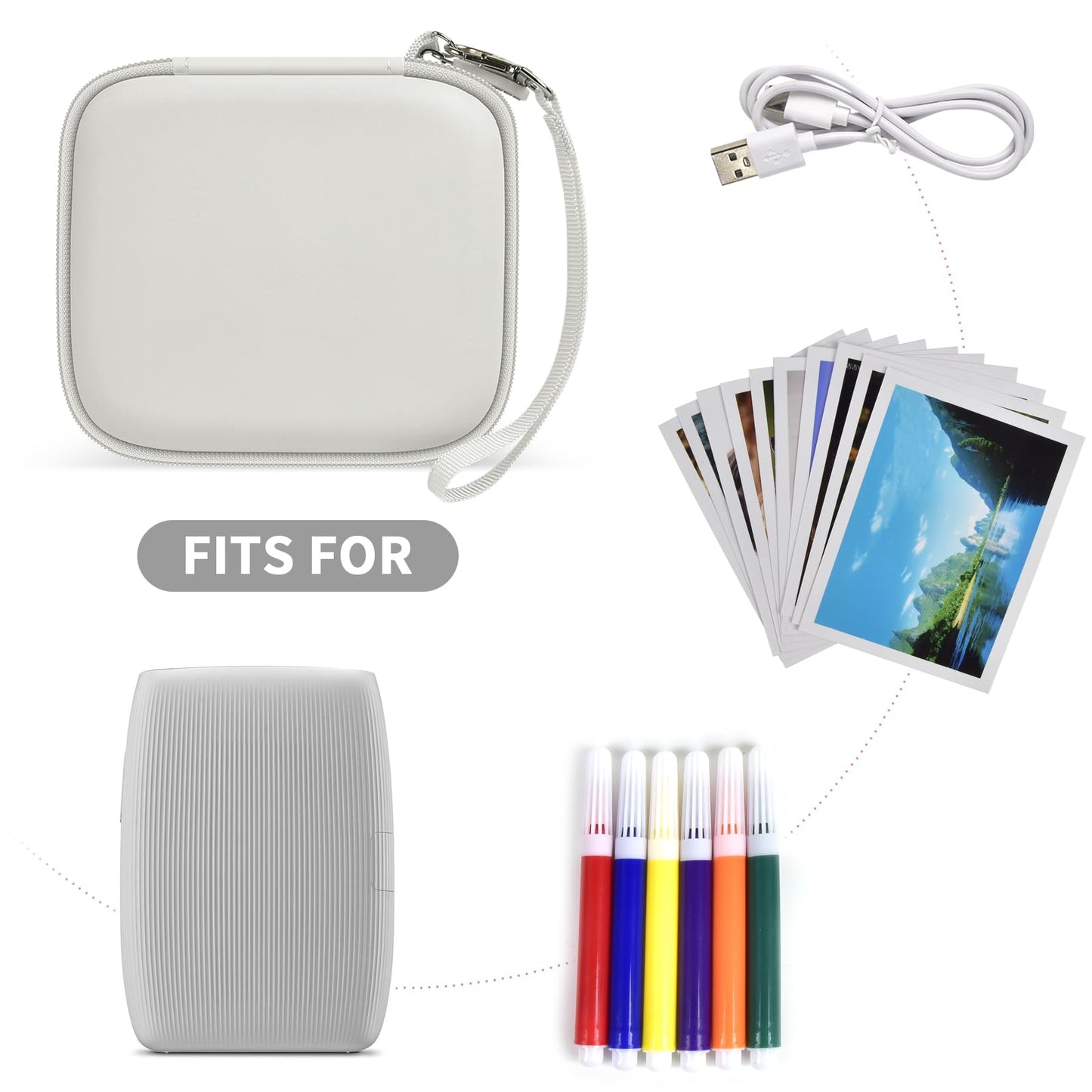 casmilee Instant Photo Printer Case for Fujifilm for Instax Mini Link 3 Smartphone Printer, Portable Printer Storage, Mesh Pocket for Mini Instant Camera Film and Cable Accessories- Grey (Box Only)