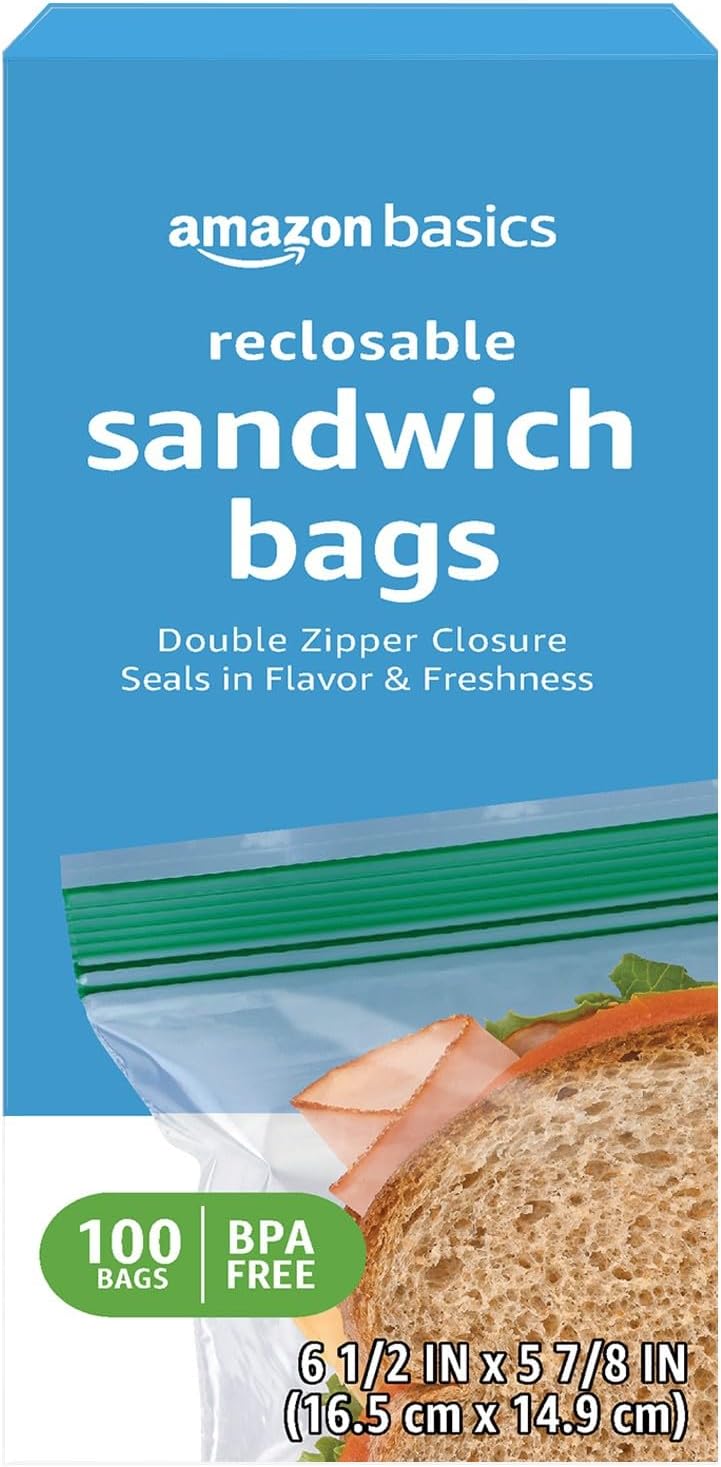 Resealable Double Zipper Sandwich Storage Bags - 300 Count for Food Storage | Durable & Convenient