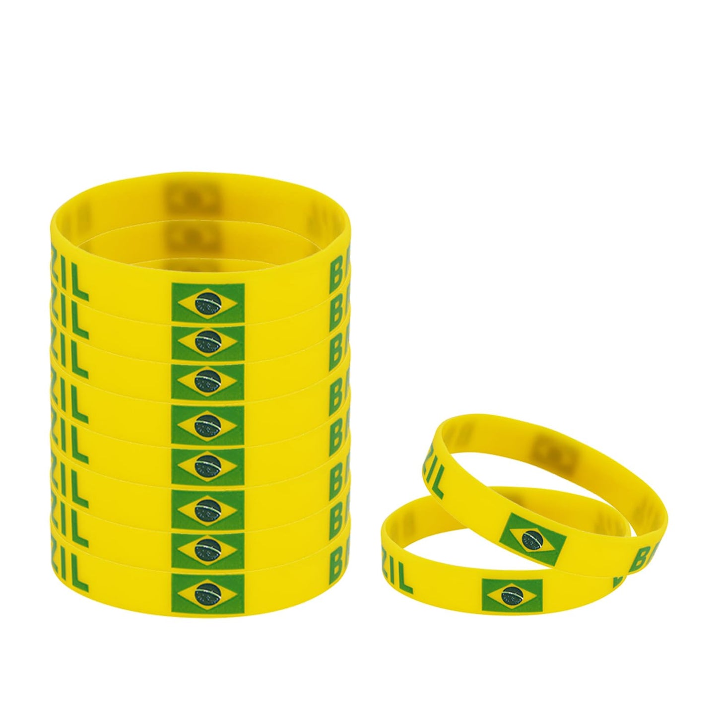 Qiknird Brazil Flag Silicone Bracelet, Flag Rubber Bracelets for Women and Men, Sports Events Worldcup Silicone Bracelet, Patriotic Decorations Party Supplies