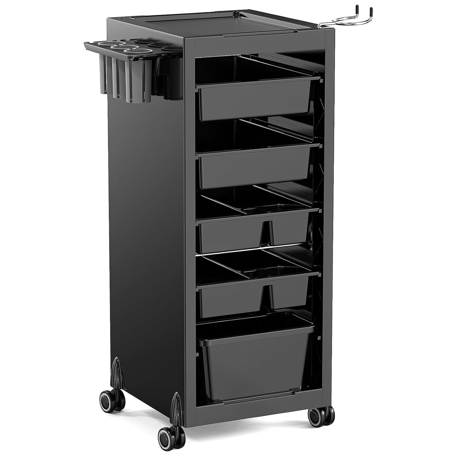 Salon Trolley with 6 Drawers & Dryer Holder - Rolling Hair Cart Organizer for Beauty Professionals | Mobile Storage Station