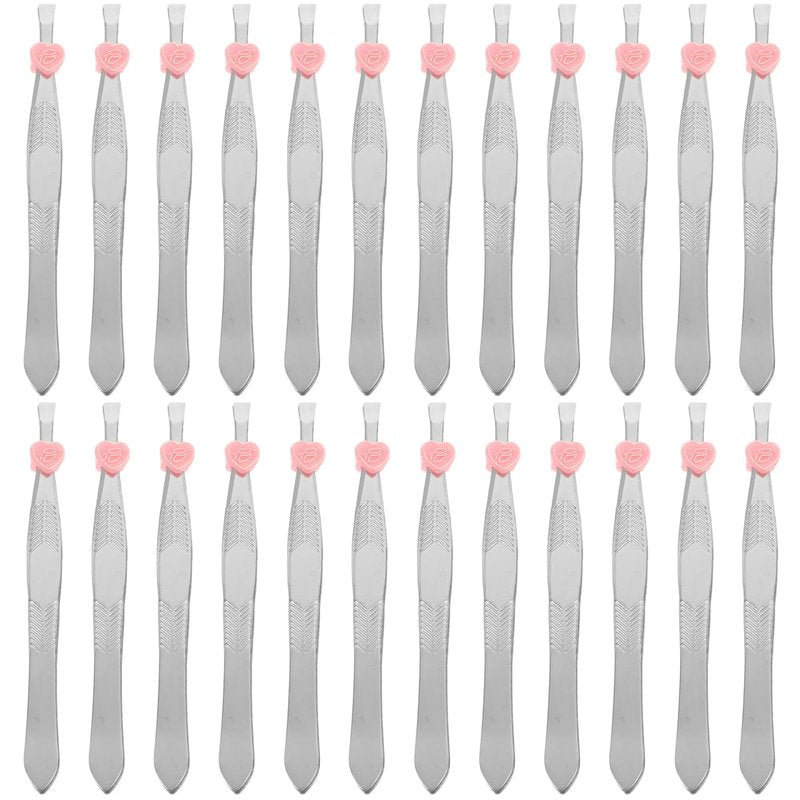 PERSELOSO 24Pcs Eyebrow Tweezers Set for Facial Hair Stainless Steel Precision Flat and Slanted Tips Eyebrow Hair Removal Tool for Women and Men Sliver