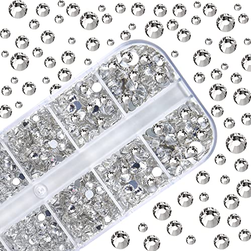 HUETFAT Crystal Clear Nail Art Rhinestones Kit 2400pcs with Storage Organizer & Tools
