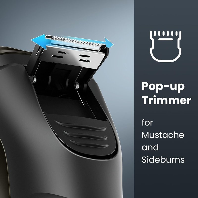 Electric Razor for Men Cordless: Wet/Dry Rotary Shaver Waterproof - USB Fast Charging & Sensitive Skin Care - Pop up Trimmer & Precision Blades Upgraded B2 Black-Silver