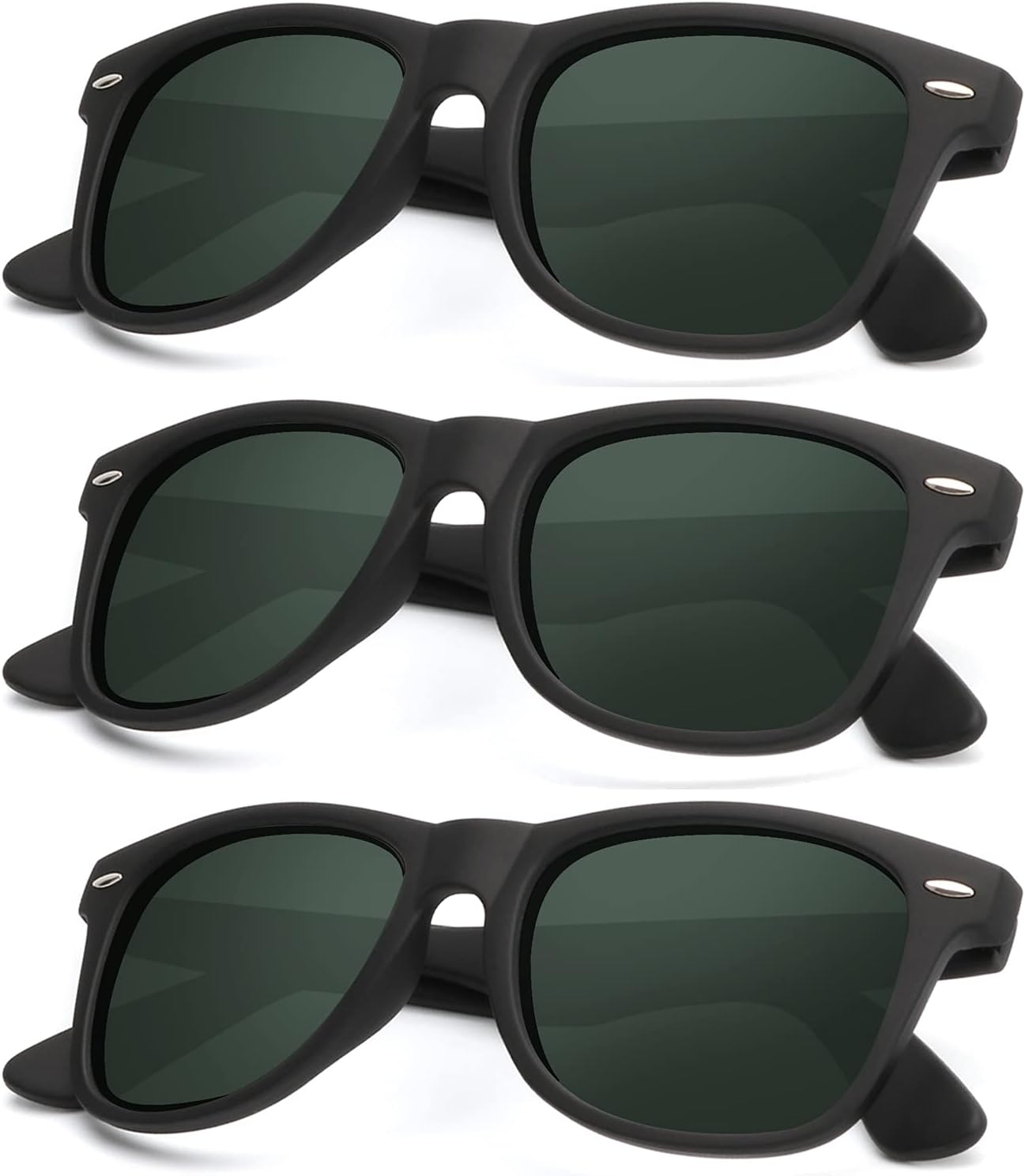 KALIYADI Polarized Sunglasses - Matte Finish, UV Blocking, Color Mirror Lenses | 3-Pack for Men & Women