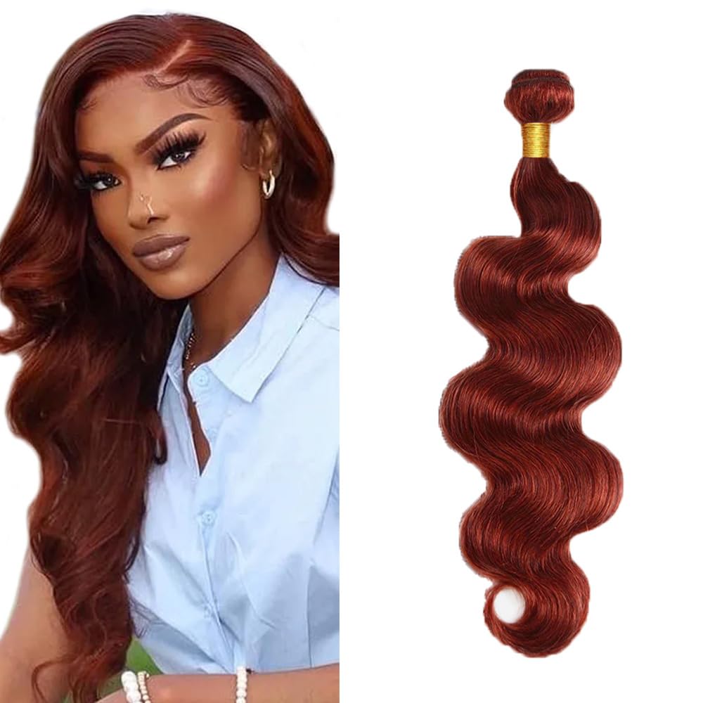 Reddish Brown Bundles Reddish Brown Human Hair Bundles Auburn Bundle Human Hair Body Wave Soft And Silky Color 33 Bundle 50g 14 Inch
