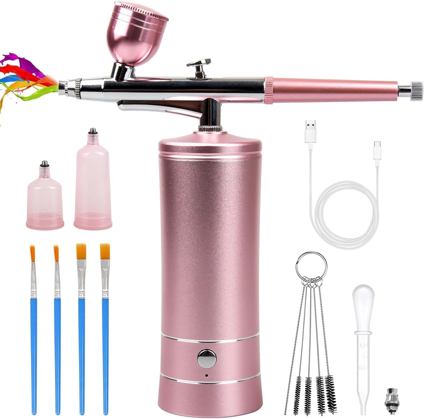 Rechargeable Cordless Airbrush Kit - Portable Wireless Compressor for Makeup, Nail Art & Cake Decorating