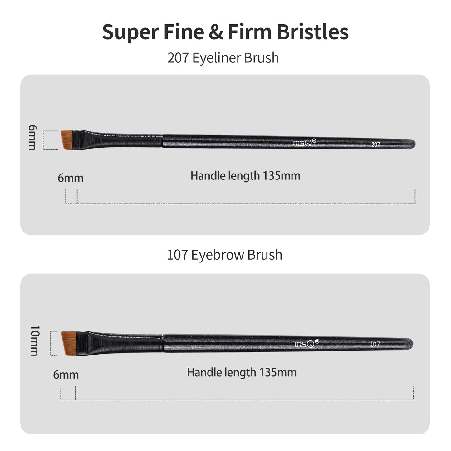 Fine Angled Eyeliner Brushes, MSQ Eye Liner brush, 2pcs Angled Eyebrow Brushes Set Ultra Thin Eyeliner Brush Synthetic Bristles Eye Makeup Tool