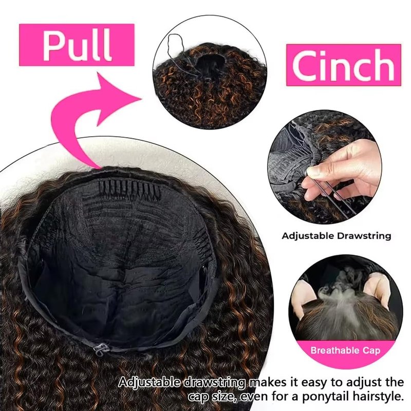Ombre Half Wig Human Hair - Deep Wave 200% Density | 12-Inch Highlight Curly Flip Over for Black Women