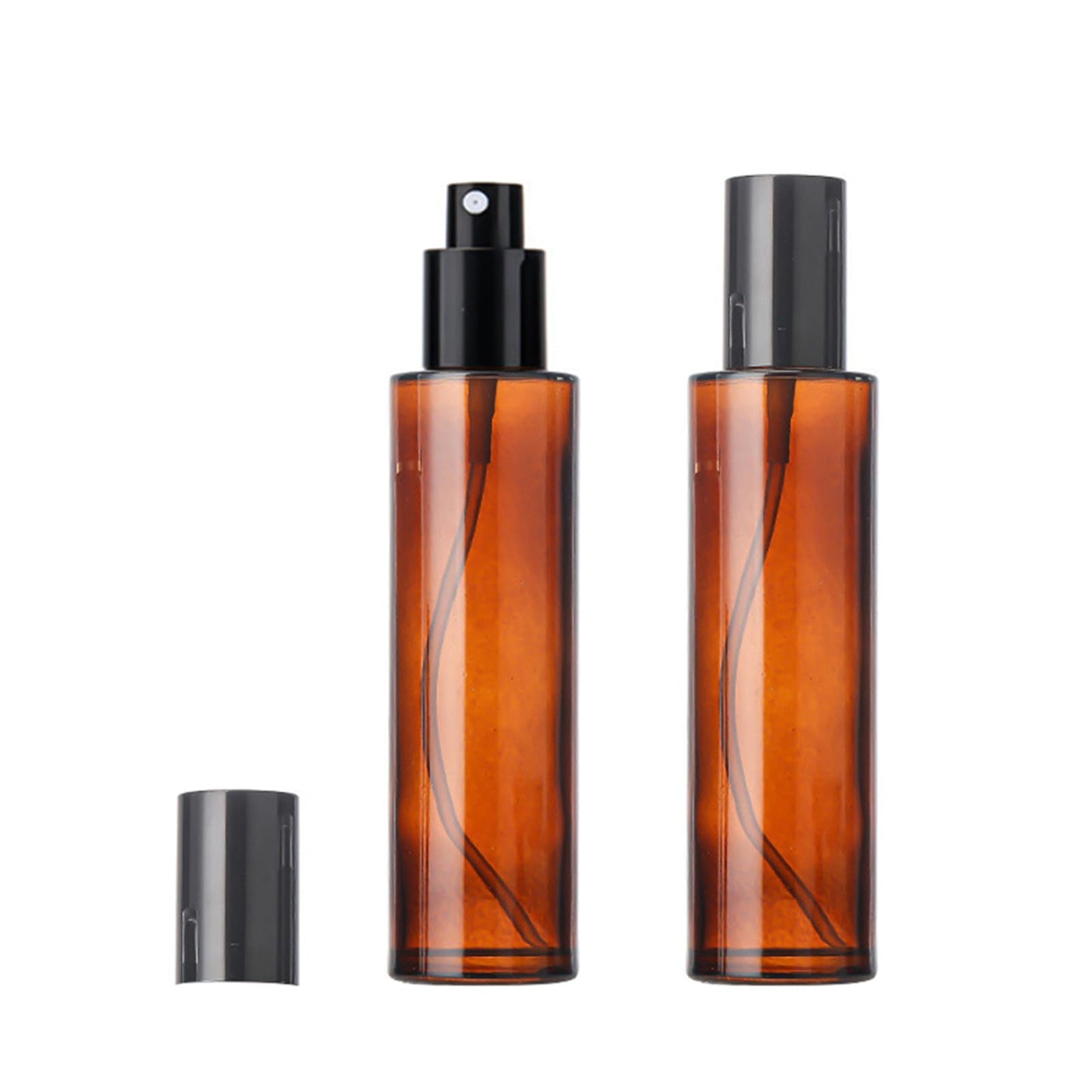 ASTRQLE 2 Pcs 100ml 3 4oz Amber Glass Spray Bottles Refillable Fine Mist Essential Oil Bottles Cosmetic Containers for Travel Aromatherapy Makeup Skincare