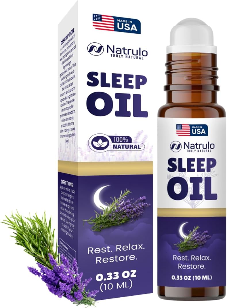 Sleep Oil Roll On - Lavender Essential Oil for Relaxation & Calm | Natural Aromatherapy Blend with Rosemary & Orange - Travel-Friendly