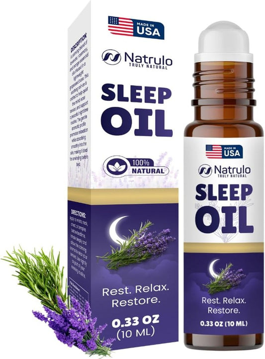Sleep Oil Roll On - Lavender Essential Oil for Relaxation & Calm | Natural Aromatherapy Blend with Rosemary & Orange - Travel-Friendly