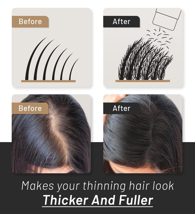 CONFIERR Hair Fibers for Men & Women (30 Grams, Black), Fill In Fine or Thinning Hair, Instantly Thicker, Fuller Looking Hair