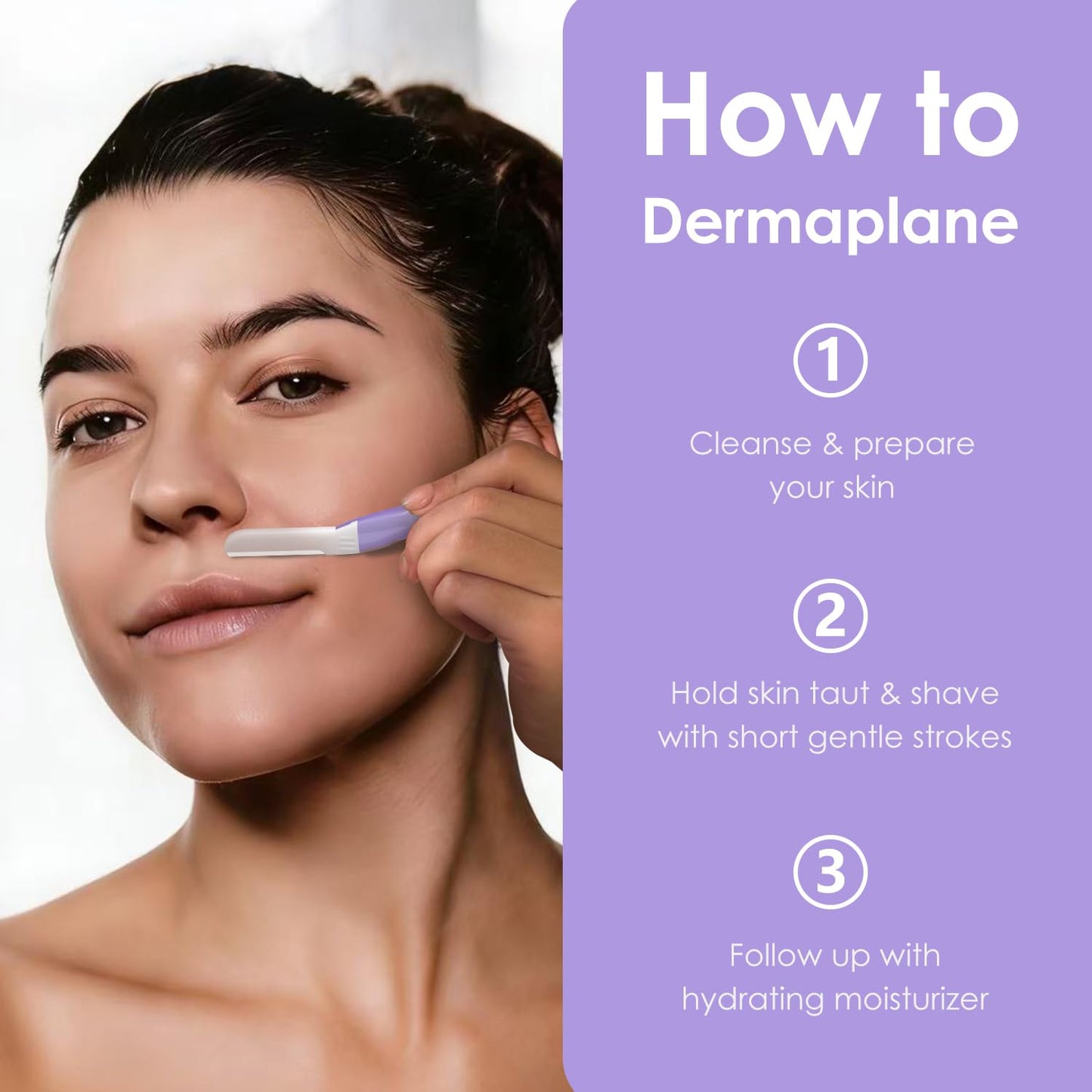 THURLADY Dermaplane Razor, Eyebrow & Face Razors for Women, Exfoliating Facial Razor with Microblades, Dermaplaner & Dermaplaning Tool for Women Face Peach Fuzz Removal, 1 Handle 10 Refills, Purple