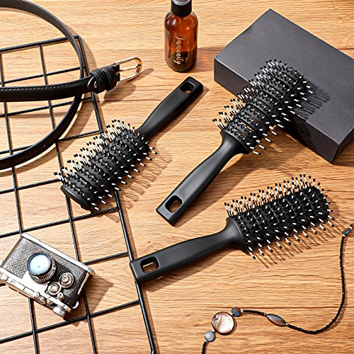 Patelai 3-Piece Vented Hair Brush Set - Anti-Static Detangling, Matte Black