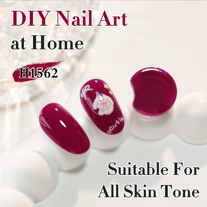 Double Rhythm 0.50 OZ Gel Polish Hema Free Same Color Same Bottle Golden Round Translucent Neutral Natural Milky 15 ML Jelly UV Polish Art DIY at Home (Purple Red-H1562)