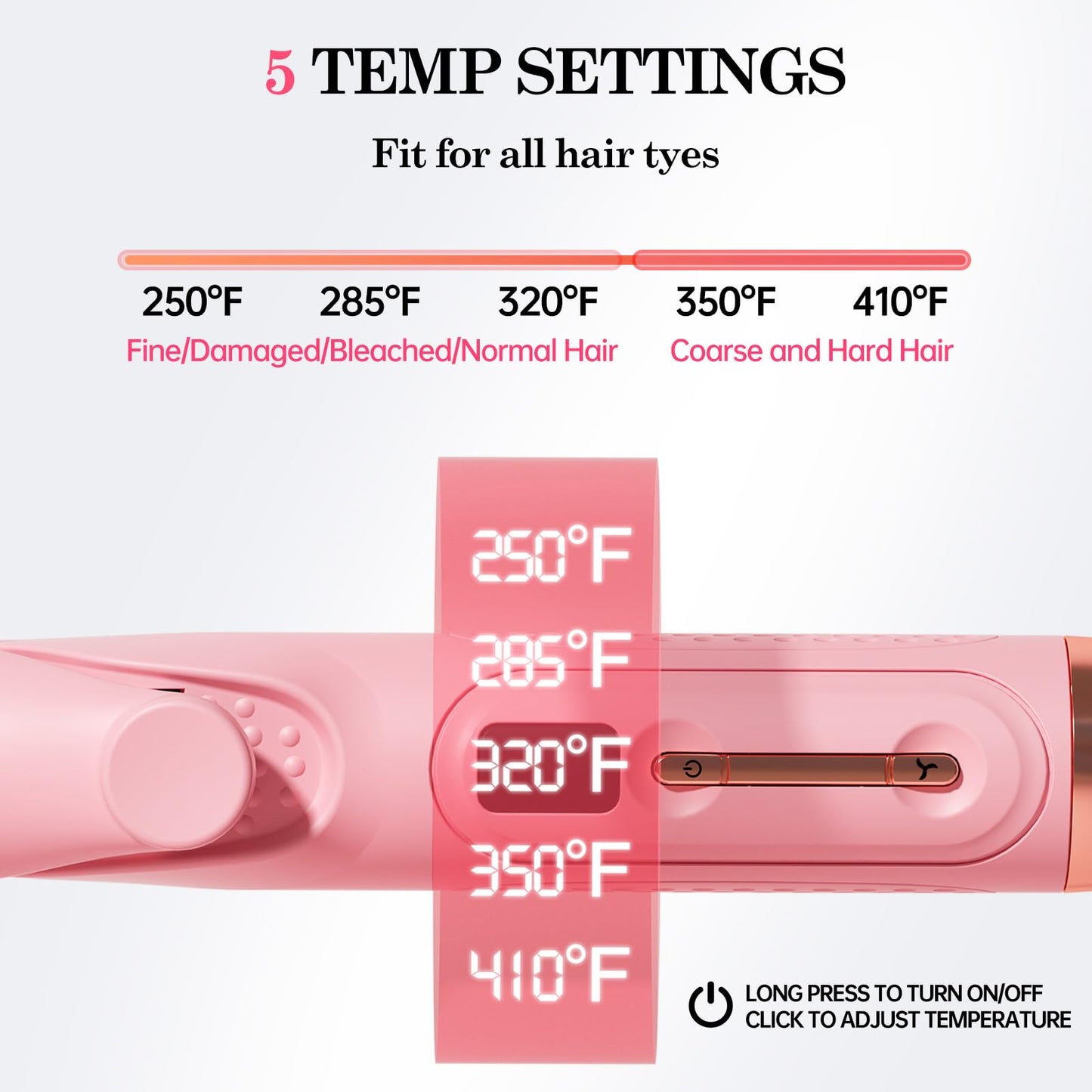 Hahahope Airflow 2 in 1 Straightener and Curler- 360° Airflow Styler Curling Iron, 1.25" Flat Iron Hair Straightener and Curler 2 in 1 for Short Long Hair, 5 Temps,Dual Voltage,Light Pink