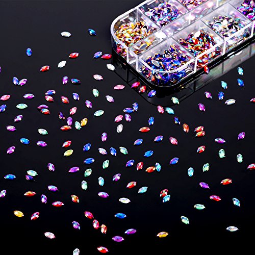 1200 Pcs Colorful Nail Rhinestones Flat Back Gems for Nail Art