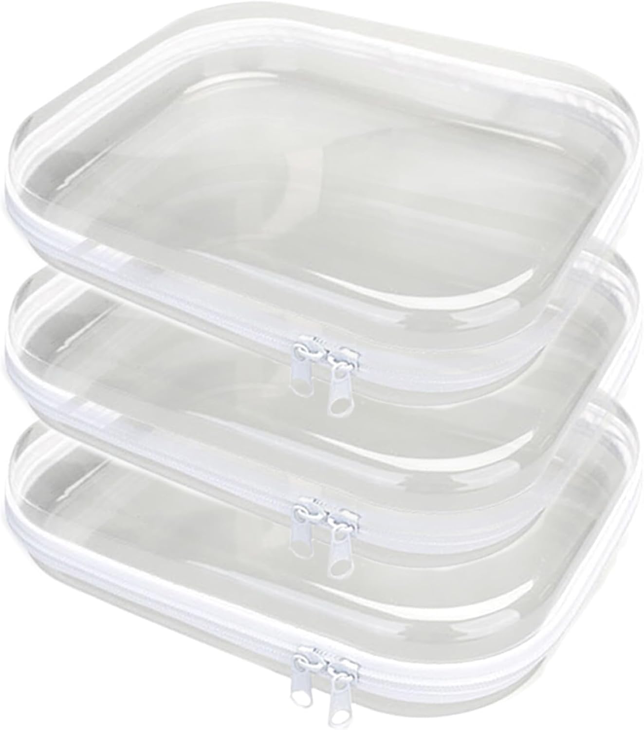Clear Hard Plastic Zipper Case Set - Portable Travel Organizer for Makeup, Toys, Snacks | 3PCS