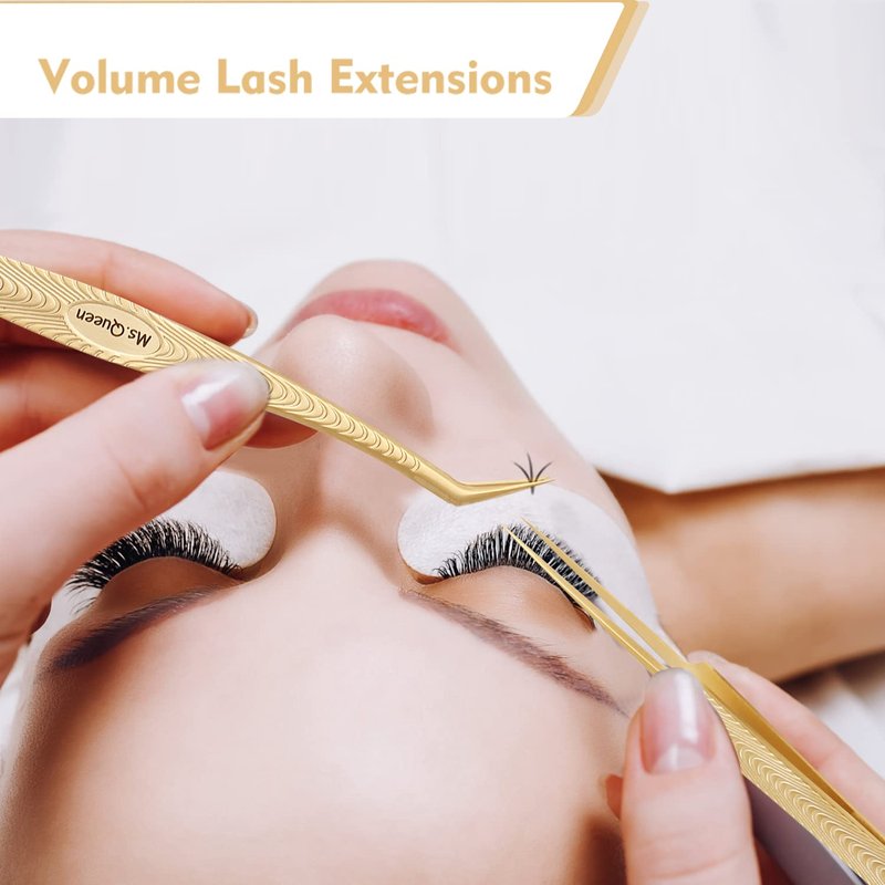 Ms.Queen Lash Tweezers for Eyelash Extension-Professional Lashing Tweezers for Mega Volume Mink Eyelashes Extensions Applying,Volume