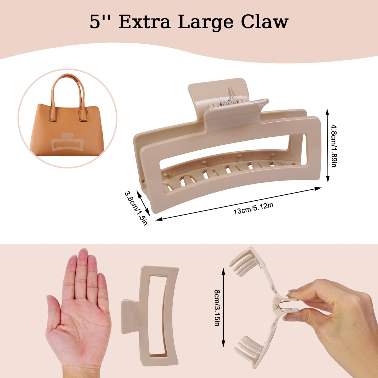 5 Inche Extra Large Claw Clips Hair Clips for Thick Hair and Long Hair, 4 Pack Xl Jumbo Claw clips