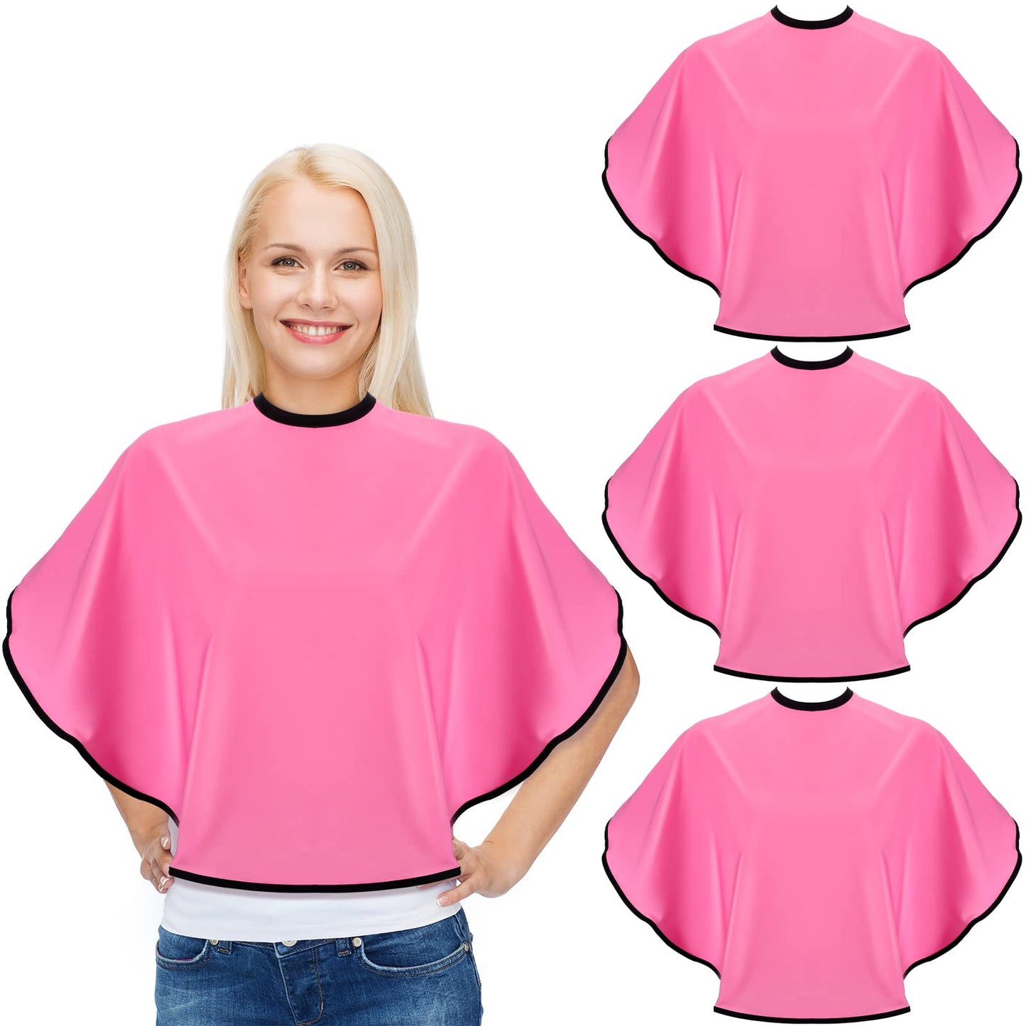 SATINIOR 4 Pieces Barbers Cape Salon Makeup Waterproof Hair Color Hair Cutting Cape for Women, Men and Kids(Rose Red)