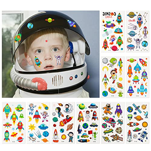 Habett 60 Sheets Kids Temporary Tattoos - Space, Dinosaurs & Animals