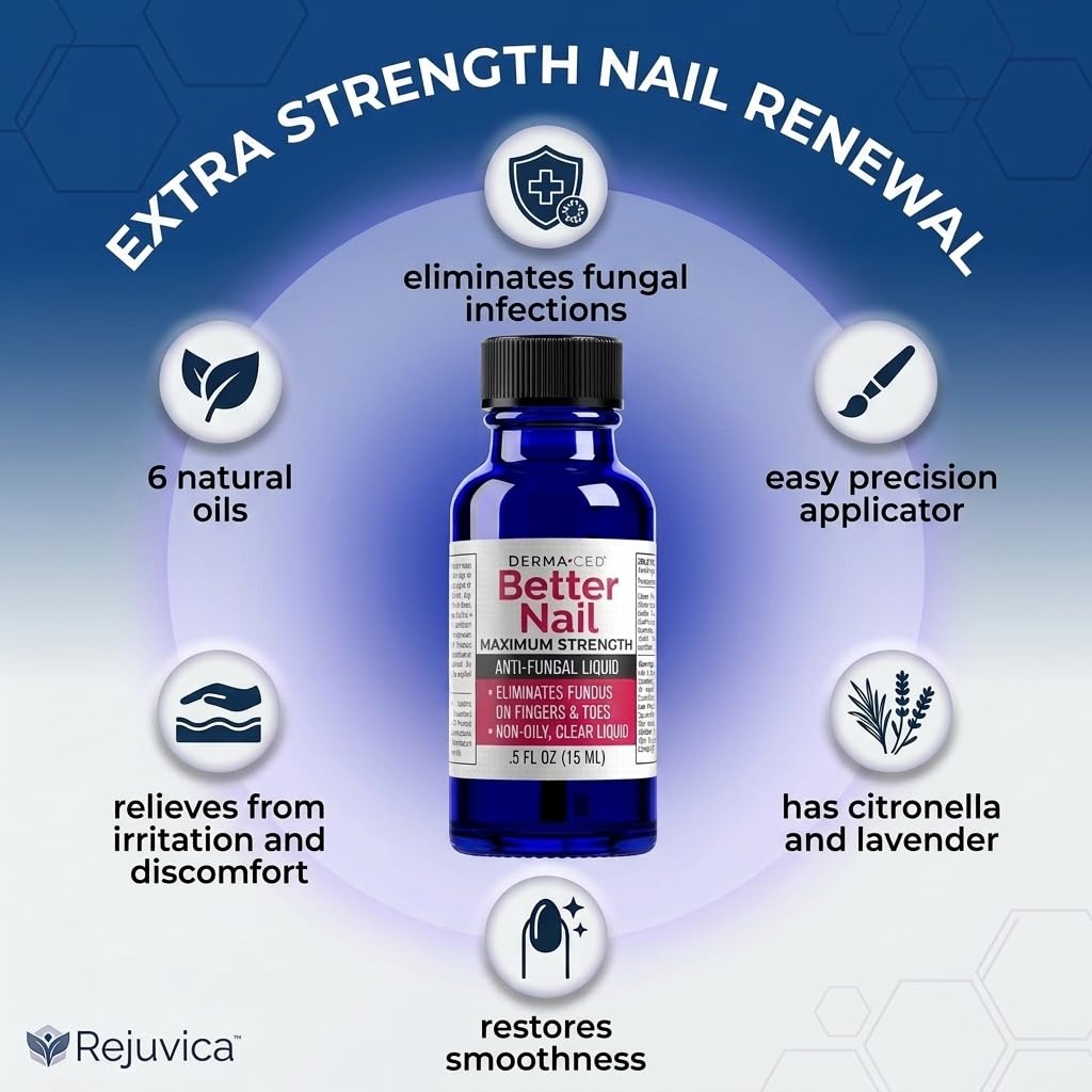 Rejuvica Extra Strength Nail Fungus Treatment - 25% Undecylenic Acid Antifungal Solution | Supports Healthy Nails with 6 Natural Oils