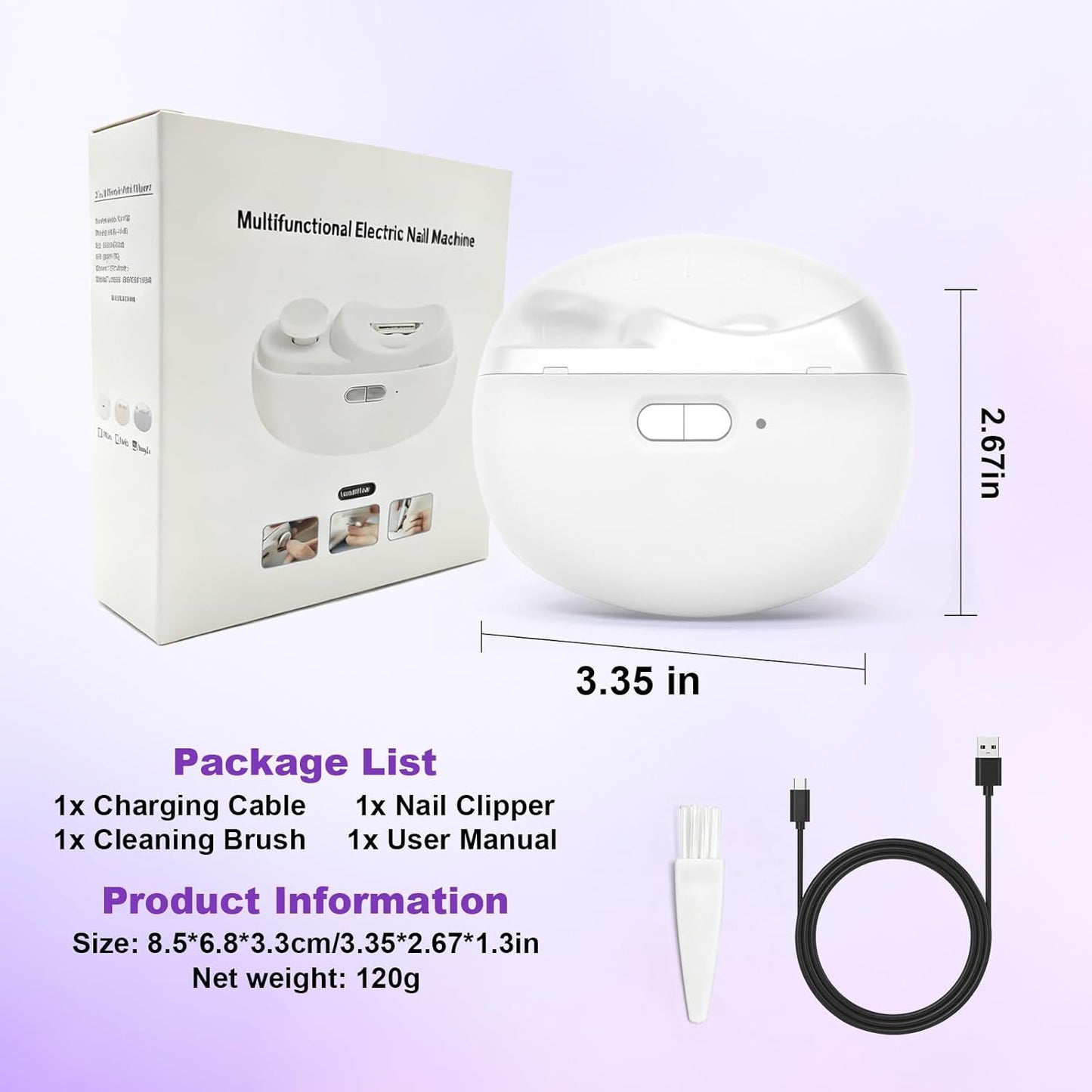 Electric Nail Clipper - Safe & Easy Nail Trimming for Kids | White Design