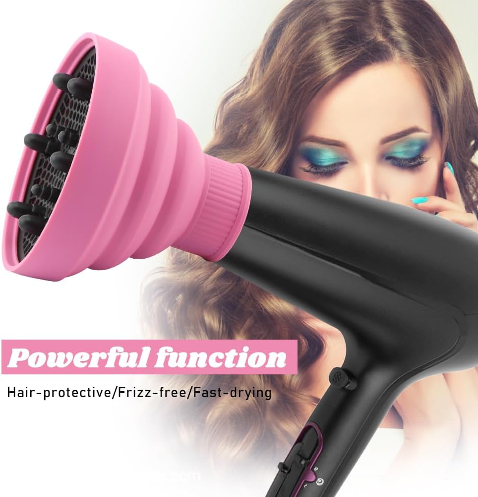 Universal Collapsible Hair Dryer Diffuser - Portable Attachment for Thick Hair | Travel-Friendly Pink Design