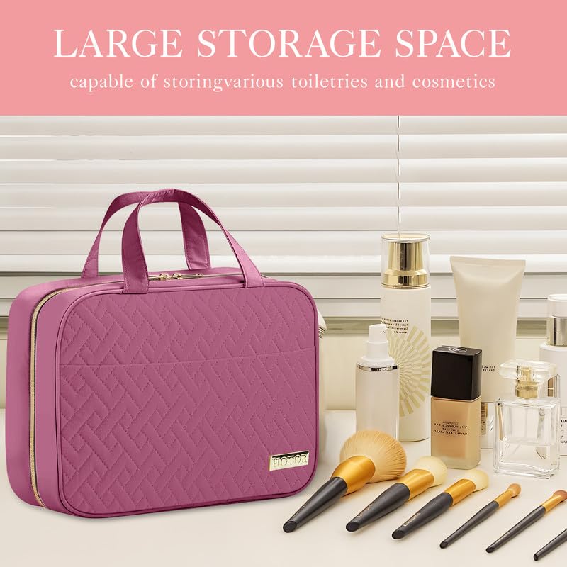 HOTOR Rosewood-Pink Hanging Travel Toiletry Bag for Women & Men, Medium