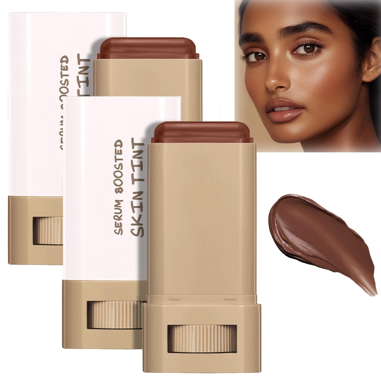 Foundation Stick Beauty Balm Serum - Tinted Moisturizer for Natural Finish Makeup | 2 Pcs, 0.63 OZ