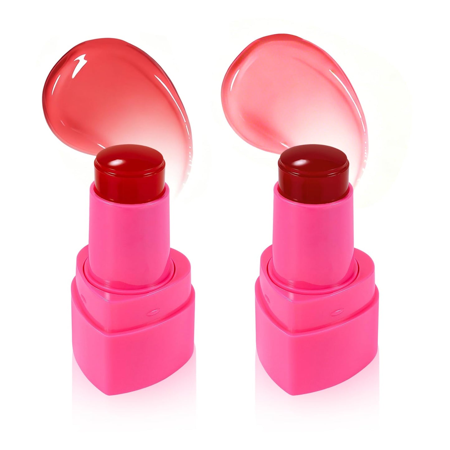 KALYFADIO 2PCS Jelly Blush Stick for Cheeks,Cooling Water Jelly Tint Stick,Moisturizing Lightweight Lip and Cheek Tint,Long-lasting,Cruelty-free,Sheer & Buildable Lip Stain + Blush（01+03）