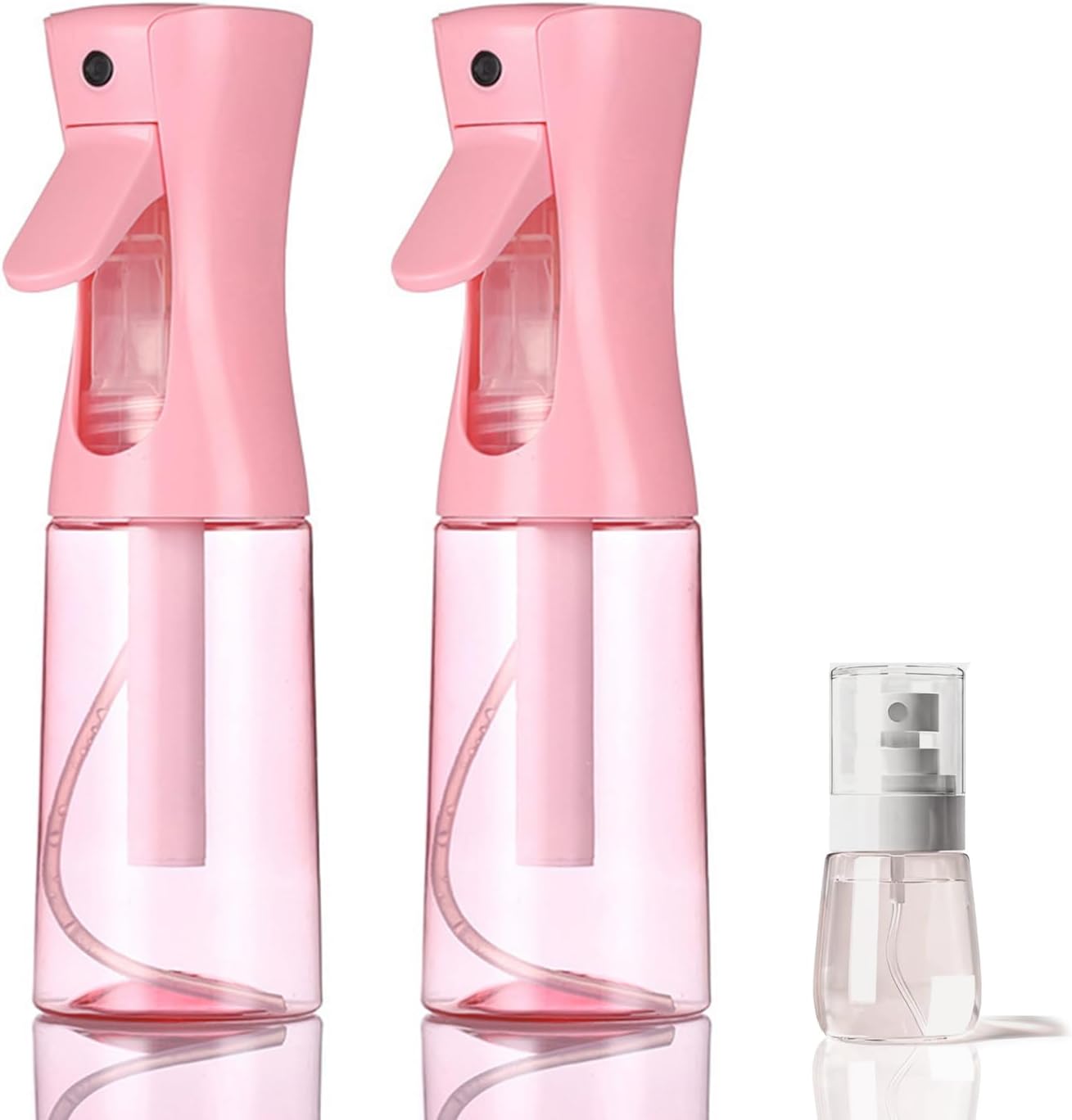Continuous Spray Bottles - 3 Pack Fine Mist Water Sprayers for Hair, Plants & Cleaning | 6.8 OZ & 1 OZ Sizes - Pink