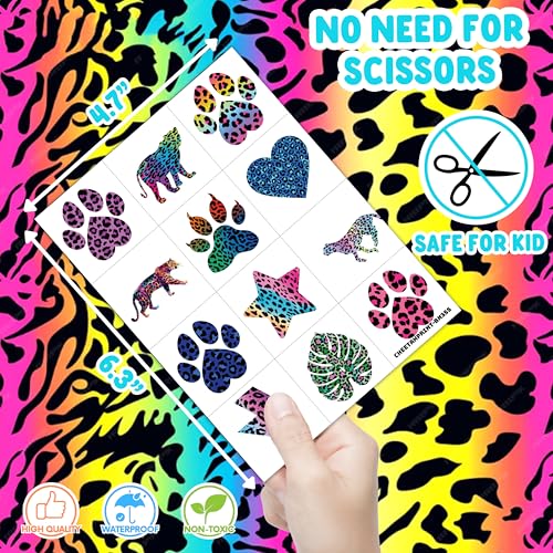 Cheetah Temporary Tattoos - 96 Jungle Theme Stickers for Kids