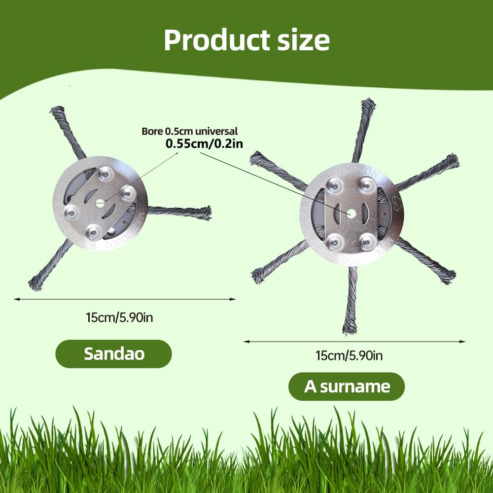 6 Inches Steel Wire Grass Trimmer Head, Upgrade Wire Trimmer Head Replacement for Electric Battery Powered Cordless String Trimmer, Weed Eater, Metal Weed Eater Blade (1, 6 Blade)