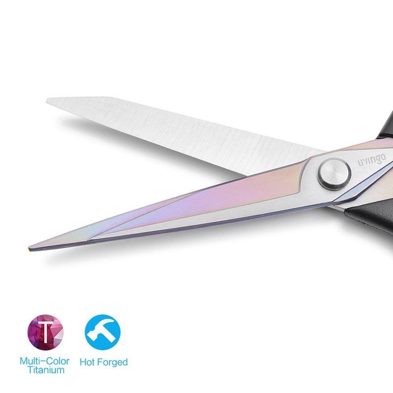 LIVINGO Premium Tailor Scissors Heavy Duty Multi-Purpose Titanium Coating Forged Stainless Steel Sewing Fabric Leather Dressmaking Comfort Grip Shears Professional Crafting (9.5 INCH)
