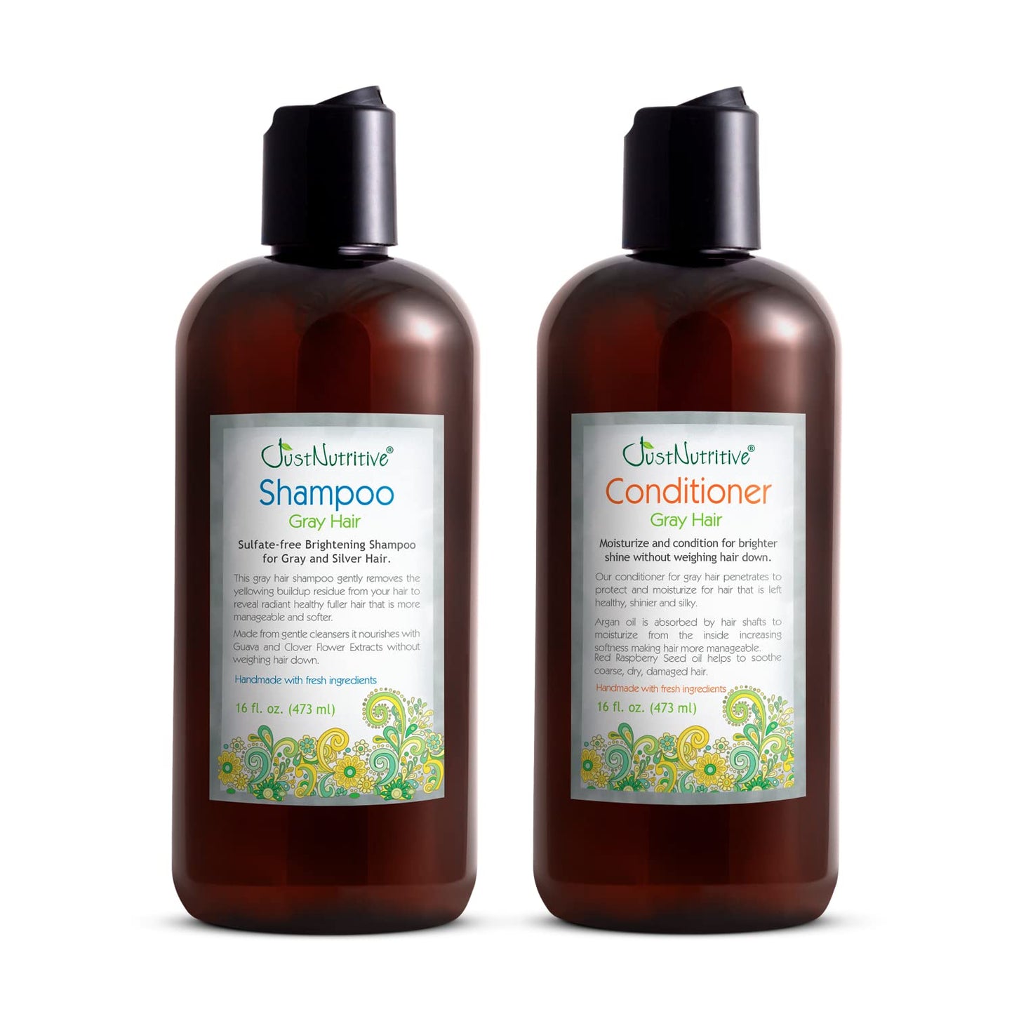 Gray Hair Shampoo and Conditioner Set - Natural Formula for Healthy Gray Hair | 16 oz Each