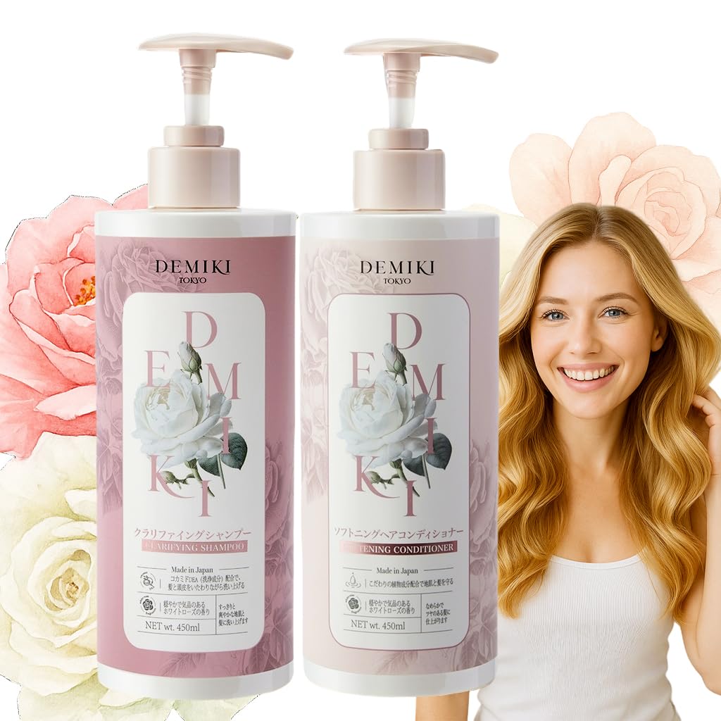 Japanese Shampoo and Conditioner Set for Oily Hair - Sulfate Free, Moisturizing, Rose Scent | 32oz