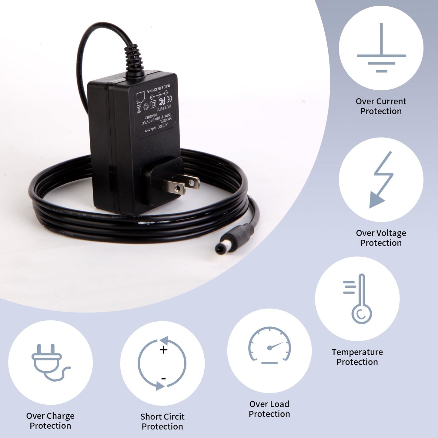 16.8V 1A Charger for Massage Guns AC DC Adapter Power Supply 16.8Volts 0.8A 0.5A 0.1A, with 8 Tips DC Plug Power Cord for 16.8Volt 1000mA 900mA 800mA 300mA 100mA Equipment Replacement