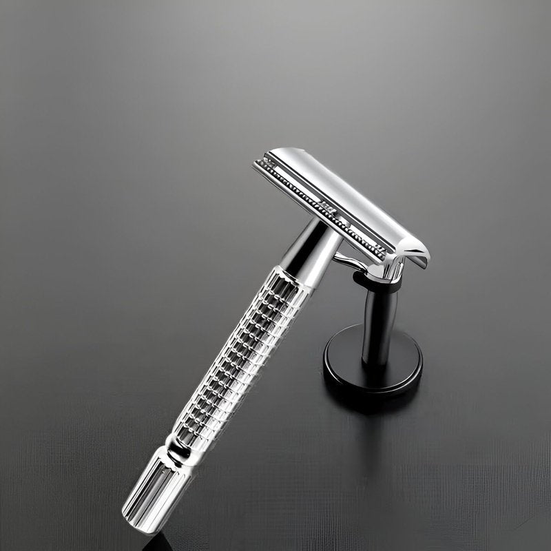 Double Edge Safety Razor for Men and Women - Butterfly Open Shaving Razor with 10 Stainless Steel Blades, Precision Shaving, Durable, Eco-Friendly 12-Piece Kit