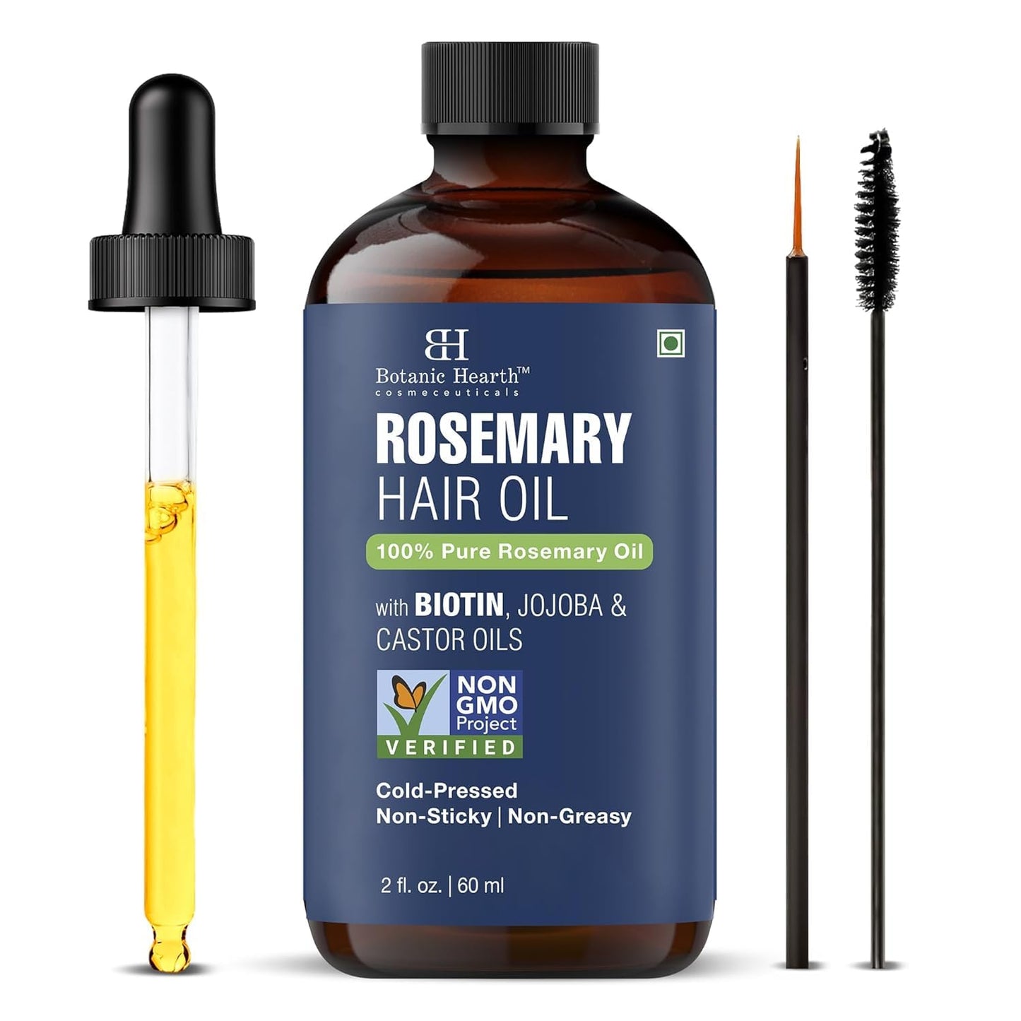 Rosemary Oil for Hair Growth - 100% Pure Biotin Infused Treatment | Nourishing & Volumizing | 2 fl oz, Blue