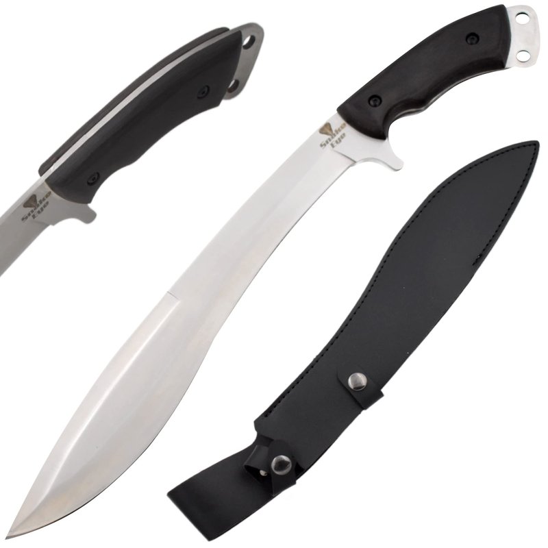 Snake Eye Machete with Heavy Duty Construction-Ergonomic Non-Slip Handle and Belt Sheath for Gardening, Land-Management, Bushcraft, Hunting and Outdoor (Silver & Black)