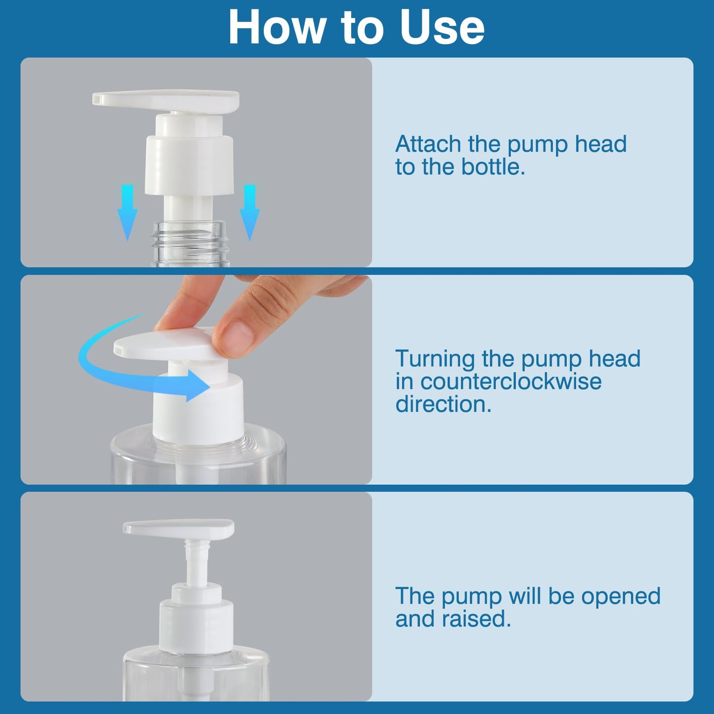 Empty Pump Bottles Dispenser 2 Pack 6.7oz Refillable Plastic Pump Bottle