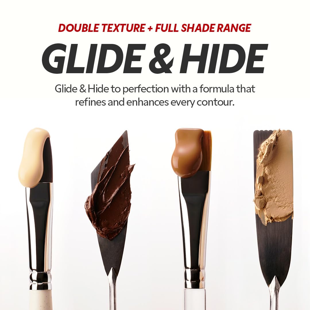 TIRTIR Glide&Hide Blurring Concealer - Creamy texture, Conceals dark circles and wrinkles, Dual formula (liquid tip & balm stick), Long-lasting wear, Korean Makeup, #1N, 0.28 Oz