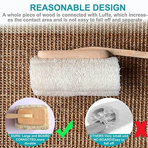 Natural Loofah Bath Brush with Long Wooden Handle - Exfoliating Shower Sponge for Body & Back