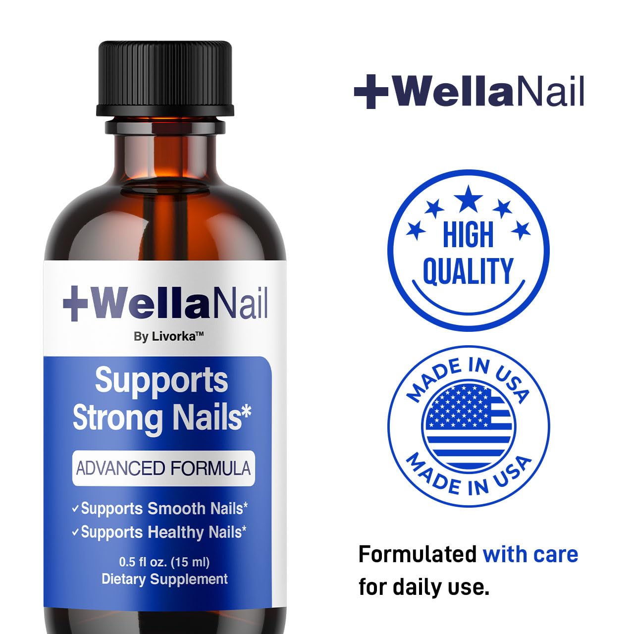 WellaNail Drops - Advanced Liquid Nail Supplement for Maximum Strength & Health | 2-Pack, All-Natural Formula