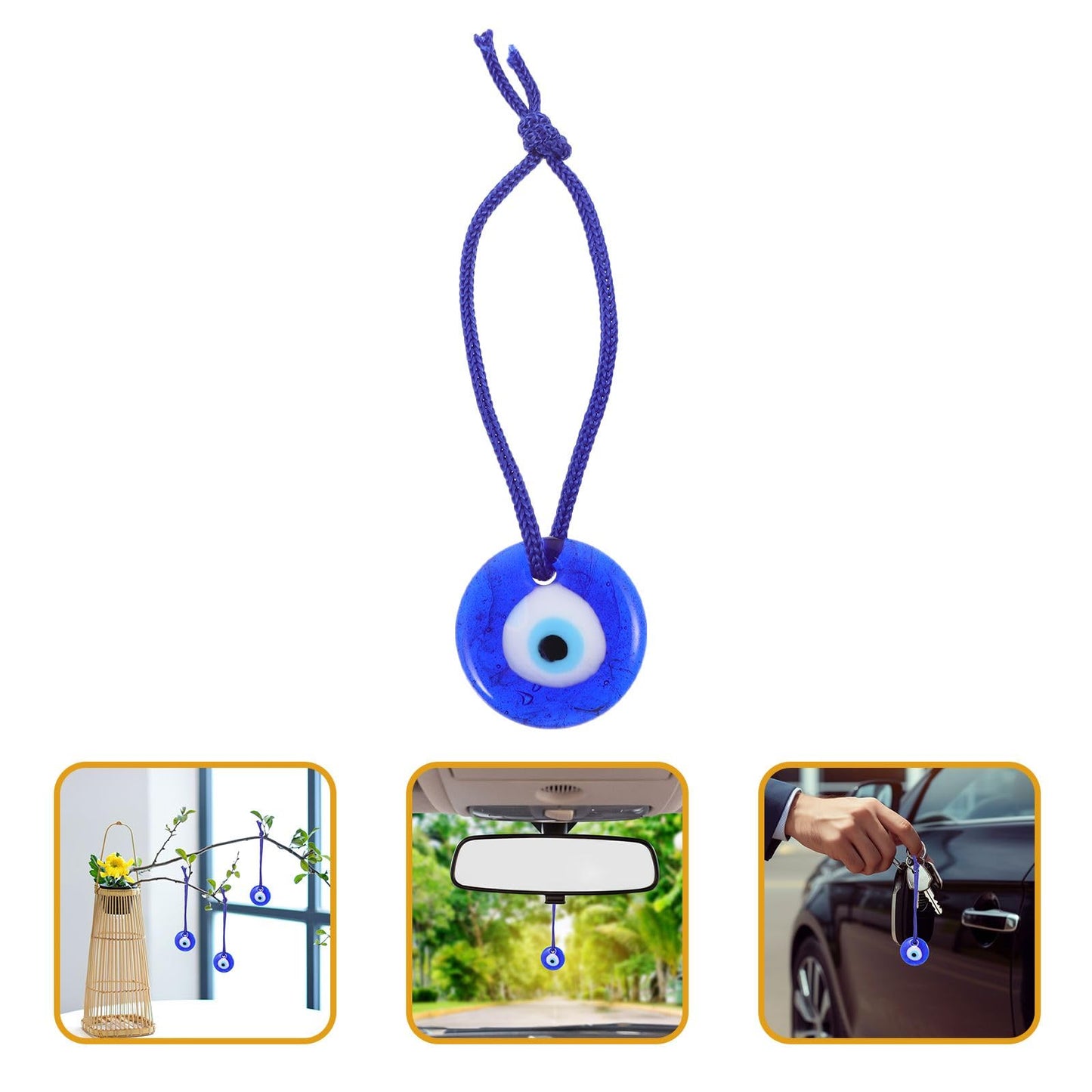 6Pcs Turkish Blue Evil Eye Hanging Decor Glass Eye Pendant Ornaments for Wall Decor Unique Turkish Style Blue Eye Beads for Home Decoration and Protection