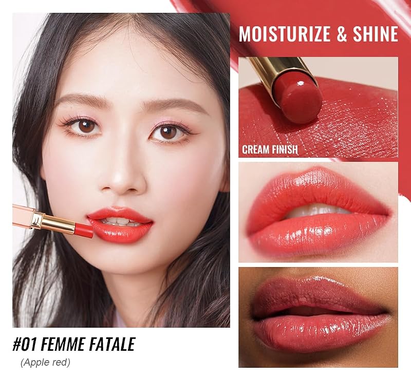 Oulac Moisturizing Shine Lipstick Set 3PCS | Tinted Lip Balm 01+04+08