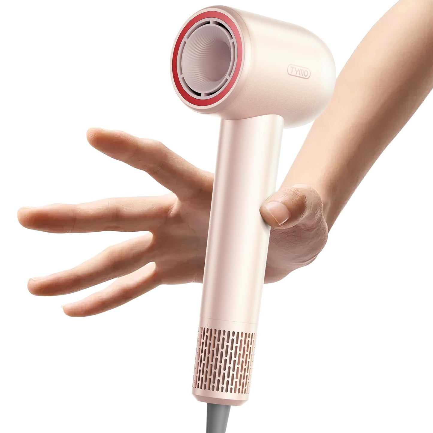 TYMO Ionic Hair Dryer for Women, High Speed Travel Blow Dryer for 5X Faster Drying & 0 Damage, Professional Portable Quiet Hairdryer with 400M Negative Ions, 4 Temps& 2 Speeds, 110,000 RPM, Grey