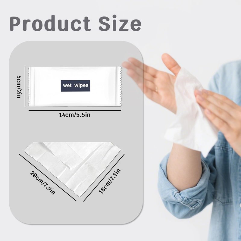 Etenpo 200 Pack Wet Wipes for Hands, Hand Wipes Individually Wrapped, Quick Hand Cleaning, Wet Wipes Travel Restaurant,Party Barbecue, Homeless Care Package